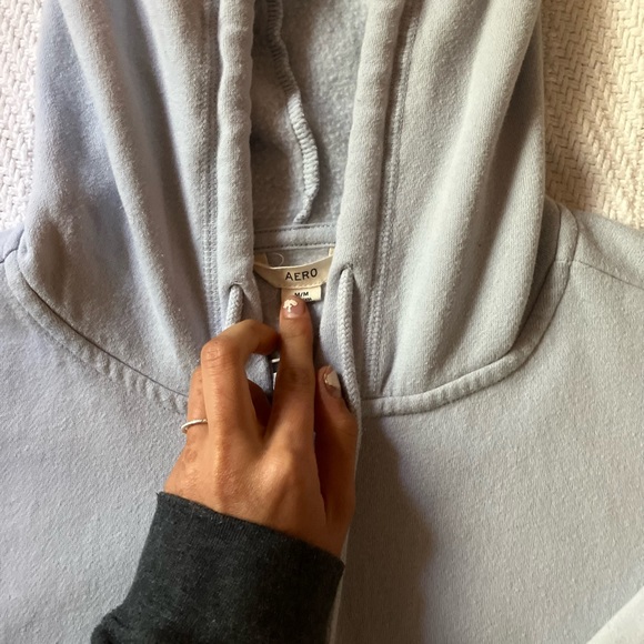 Aeros baby blue cropped zip up hoodie - Picture 2 of 2